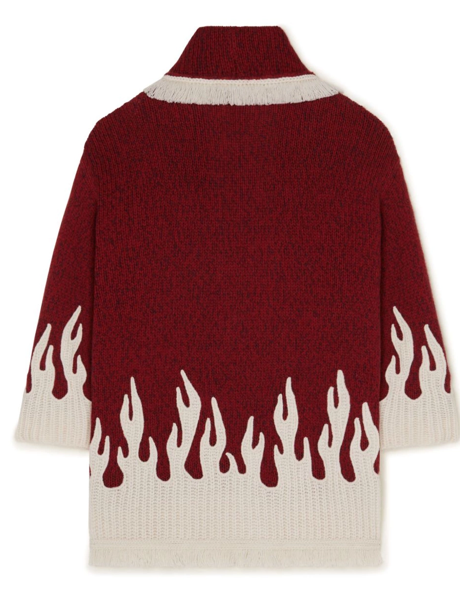 Affordable flame-motif Alanui wool-blend Women cardigan 0817